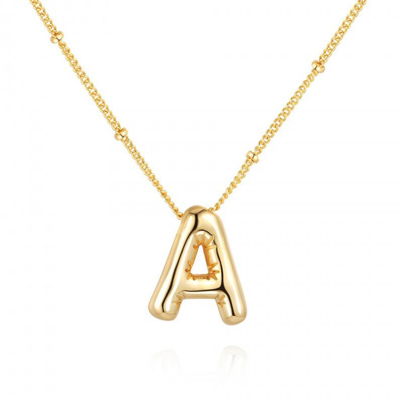 Minimalist Copper-Plated Gold Alphabet Pendant Sweater Chain Jewelry