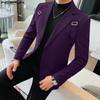 INCERUN Men Lapel Neck Long Sleeve One Button Blazer Slim Waist Thin Coats