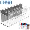 10 Slots Dry Erase Marker Holder Acrylic Magnetic White Board Marker Pen Holder Transparent Storage Rack Home Office Supplies
