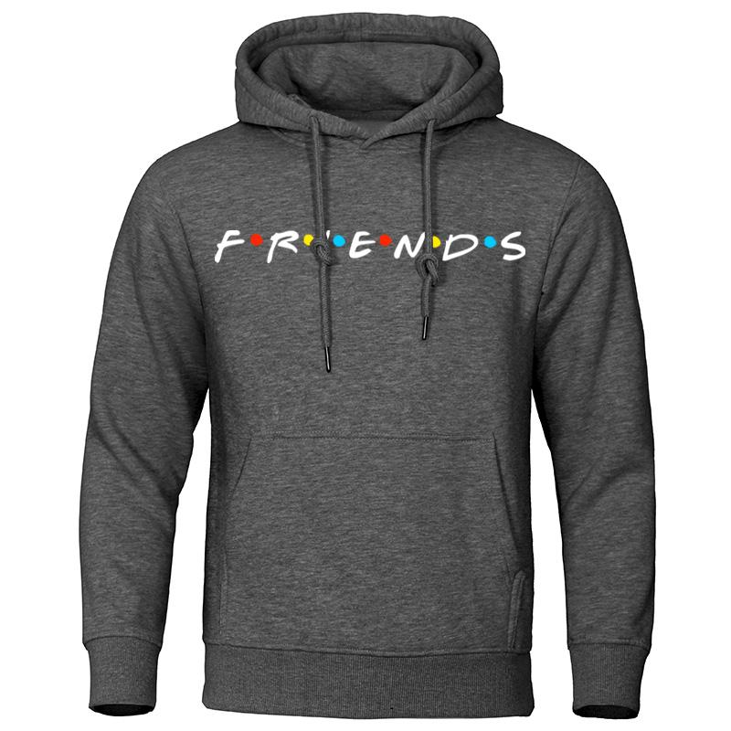 Friends Printed Funny Hoodie Men Fashion Casual Clothing Loose Oversized Hooded Personality Comfortable Sweatshirt Fleece Coats
