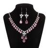 Elegante Set Collana e Orecchini a Goccia d'Acqua con Zirconia Cubica - Stile Classico Heavy Industry.