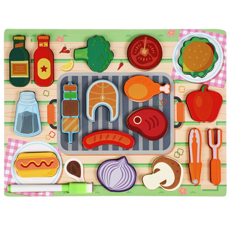 Wooden Pretend Play Kitchen Set: Interactive Vegetable & Fruit Cutting Toy for Kids