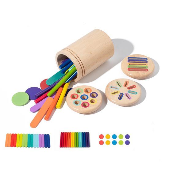 Wooden Learning Color Sorting Toy Eco-friendly Smooth Edge Burr-free Fine Motor Skills Sensory Toys Montessori Toys