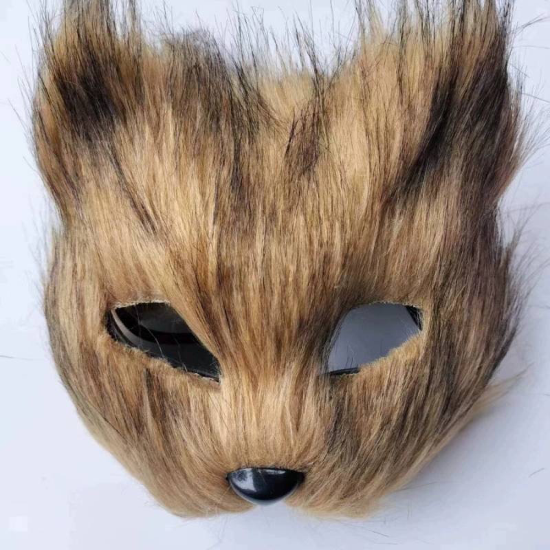 Masquerade Theme Halloween Party Furry Fox Half Mask Animal Cosplay Make Up