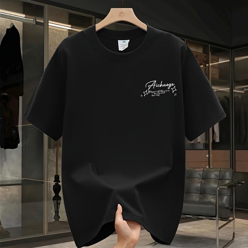 European Size Heavyweight Trendy Print Short-Sleeve T-Shirt for Men, New Summer Casual Style, Loose Fit, Versatile Top in Large Sizes