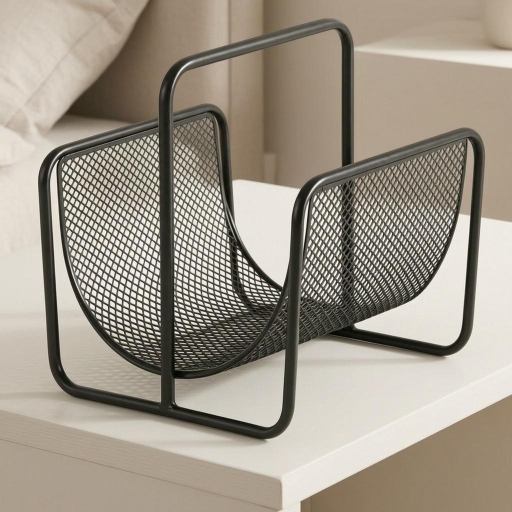 Metal Magazine Rack with Carry Handle Sturdy Floor Decorative