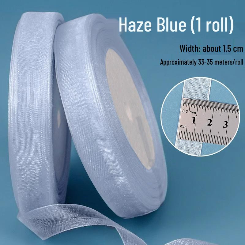 1.5cm Transparent Snow Yarn Ribbon for Gift Wrapping, DIY Crafts, Hair Accessories, and Chiffon Projects.