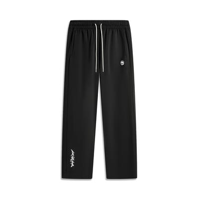 Badfive Moisture-Wicking Loose Straight-Leg Knitted Sports Pants Men Bottoms Black AKLU201-1