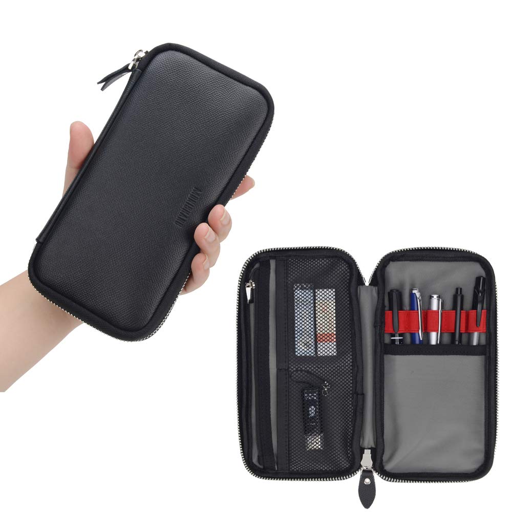 Mu Leather Pencil Case with Large Multifunctional Pen Stylish and Simple Design for Working Boys and Stationery Capacity, Holder, Adults, Girls,