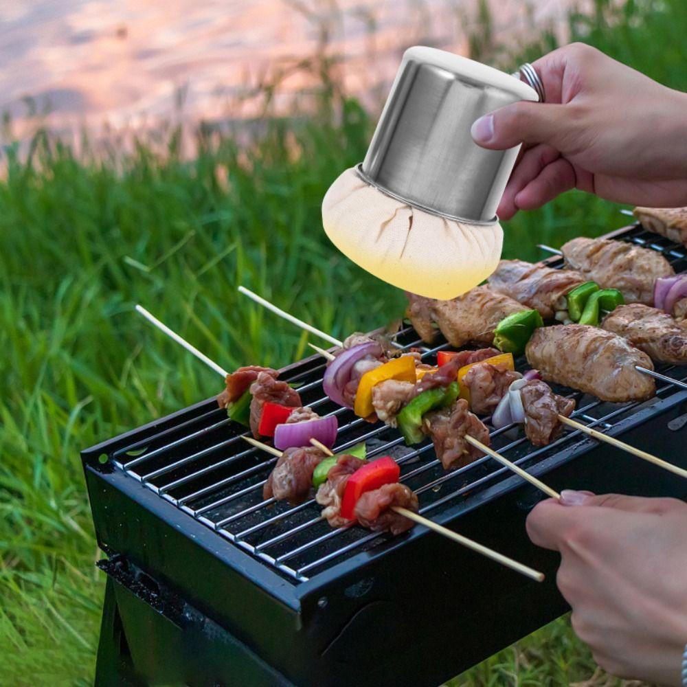 Free Brush Crepe Oil Spreader with Tray Oil Wiper Cloth Cooking  Accessory BBQ Spread Sponge  Sauce