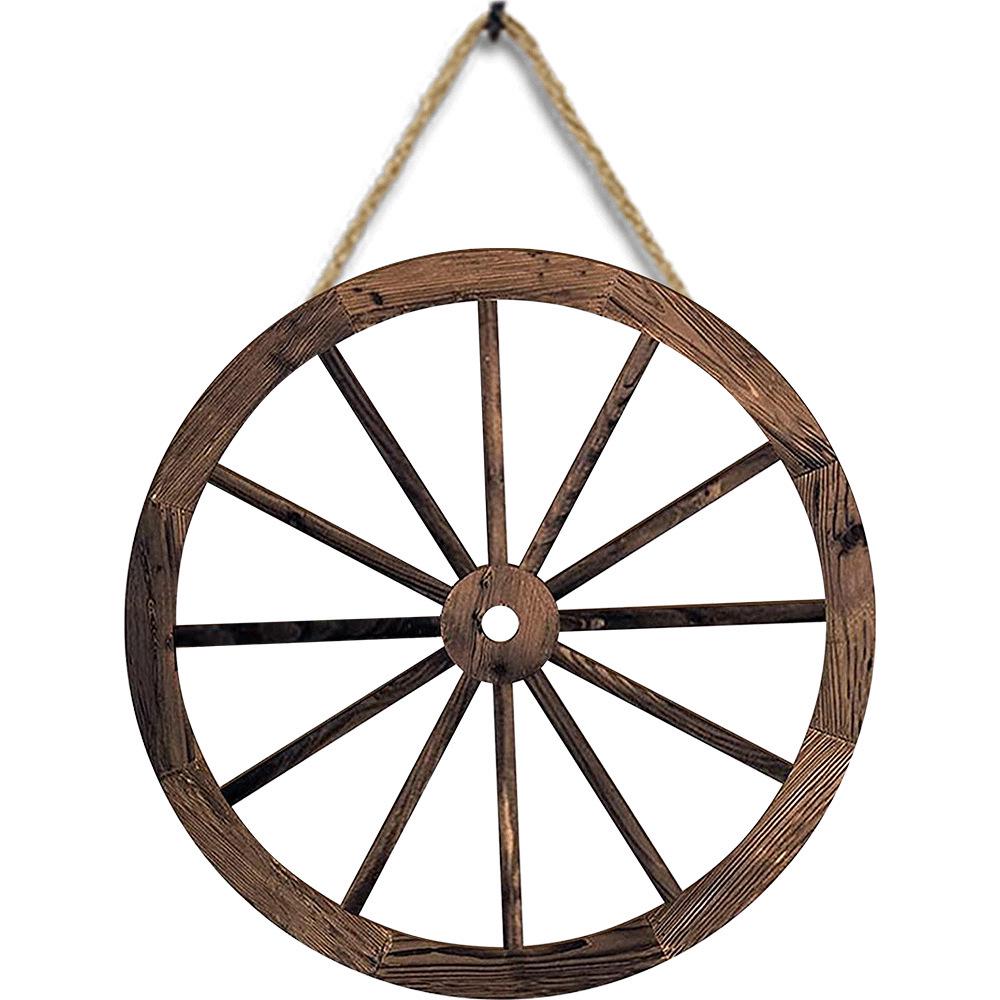 Retro Western Wooden Wagon Wheel Wall Decor
