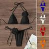 Set Bikini da Donna 2 Pezzi Allacciato al Collo Imbottito Slip da Bagno Set Fiore 3D