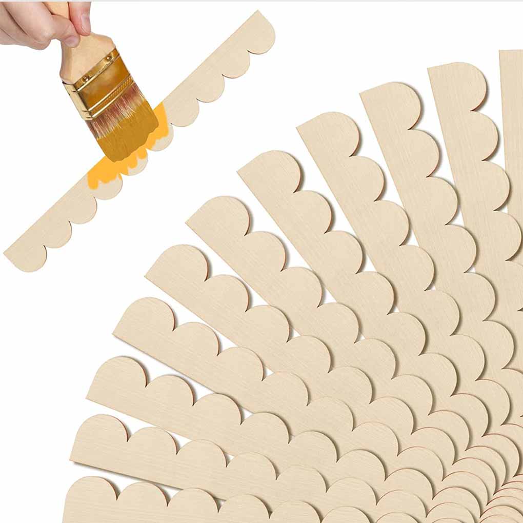 Scalloped Unfinished Decorative Edge Wooden Strips Moulding For DIY Crafts Moulding Trim Border Trim