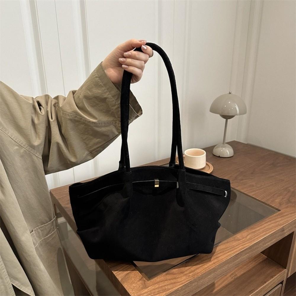 Matte Finish Underarm Bag Large Capacity Vintage Velvet Tote Bag Inner Pocket Suede Material Shoulder Bag Casual Commuting