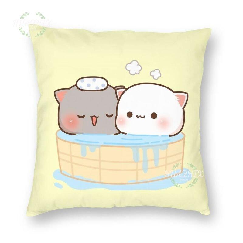 Cute Couple Pillowcase Bedroom Living Room Cute couple cat throw pillow Peach and Goma Family Sofa Car Home Decor Cushion cover