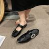 Fashion 2025 New Fashion Square Head Rhinestone Buckle Strap Sexy Slingback Sandals Women Pumps Slippers Low Square Heels Banquet Shoes