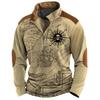 Felpa da Uomo alla Moda con Mezza Zip Etnica Stampa 3D Nuovi Top Casual