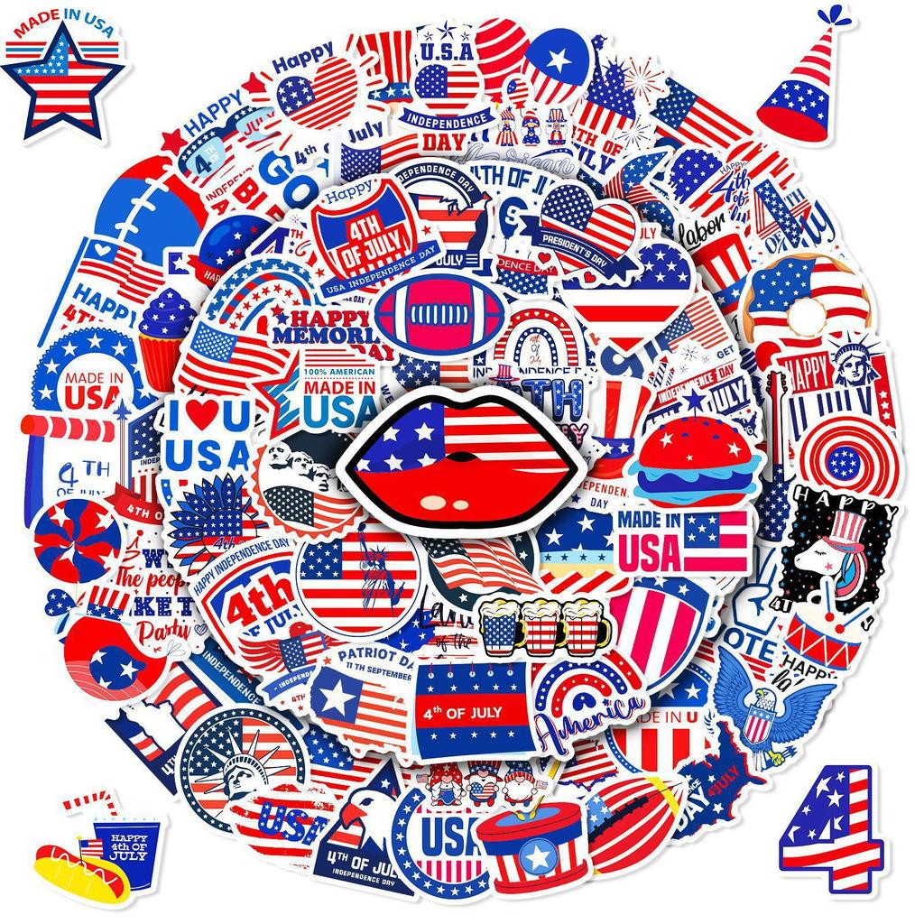 100 American Independence Day Stickers US President Independence Day Stickers Love Hat National Flag Decorative Stickers
