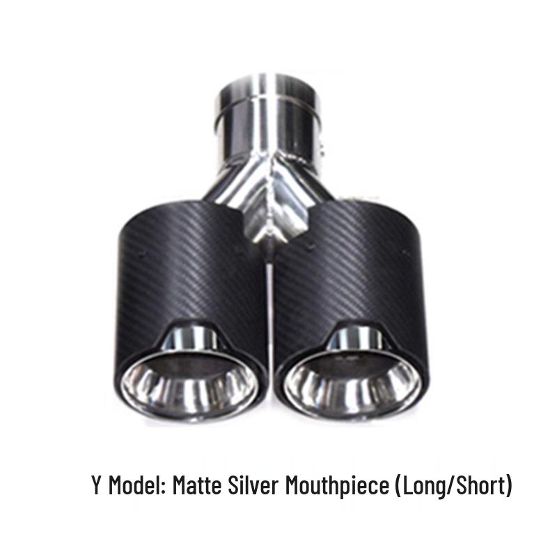 BMW MP Carbon Fiber Exhaust Tip: Single To Dual 4-Pipe Conversion, Stainless Steel Titanium Black M Tail Nozzle.