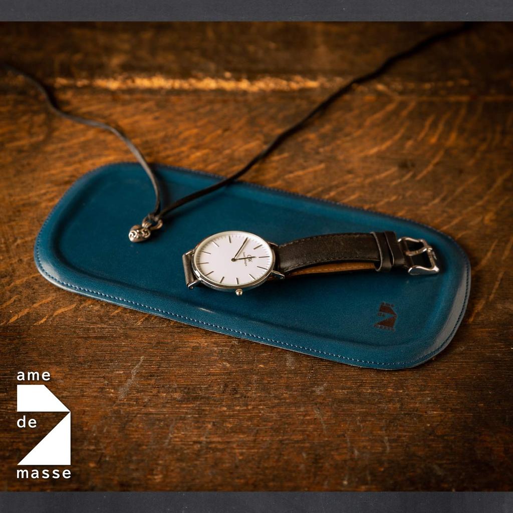Am De Mas Tabletop Tray, Oval, Tochigi Leather, Genuine Leather, Made In Japan, Handmade, Simple, Small Accessories, TY-022, Blue