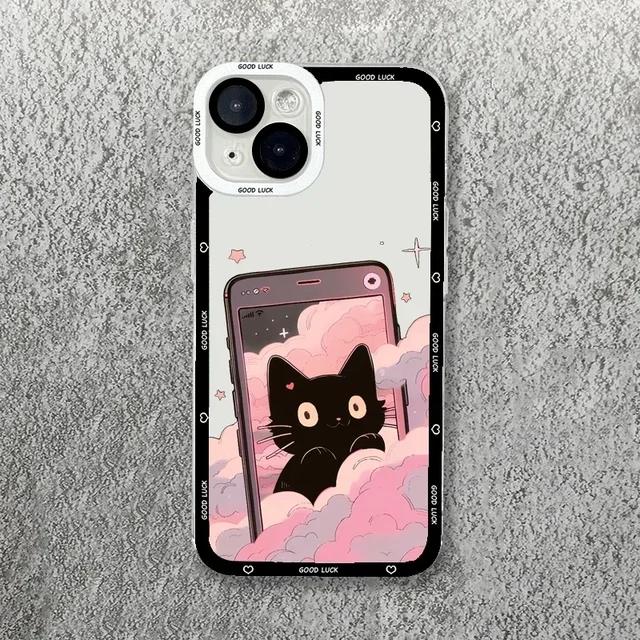 

Прозрачный чехол для телефона Funny Cat для iPhone 16 14 15 12 11 13 Pro Max 13Mini 7 8 15Plus SE с рисунком в виде мягкого чехла Fundas For iPhone 16ProMax