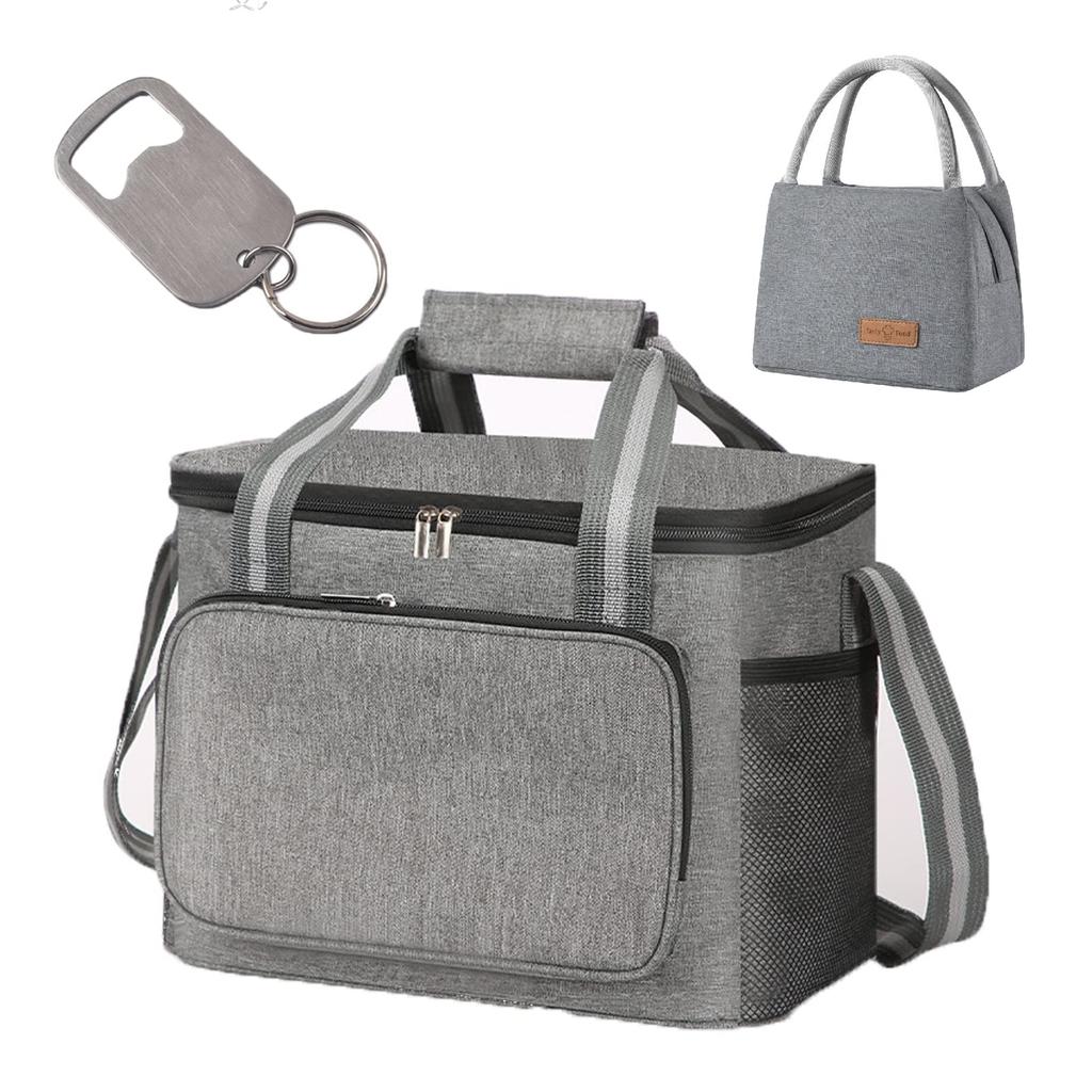 DAZUAN Foldable Cooler Bag, Thermal Bag, Insulated Bag, Large Capacity 15L, Soft Cooler Bag, Insulated Lunch Bag, Insulated, Handheld or Shoulder