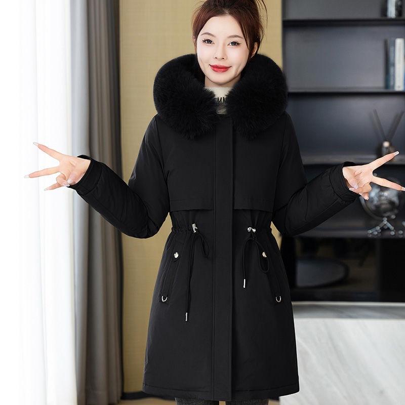 Plush Fleece Mid-length Winter Korean Style New Loose Cotton Coat Thickened Cotton Coat and Jacket for Women