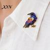 Brooch Pin with Safety Buckle, Enamel Painting Flying Bird Design Lapel Coat Decoration Pin, Zinc Alloy Metal Base Badge for Coats Shirts Backpacks