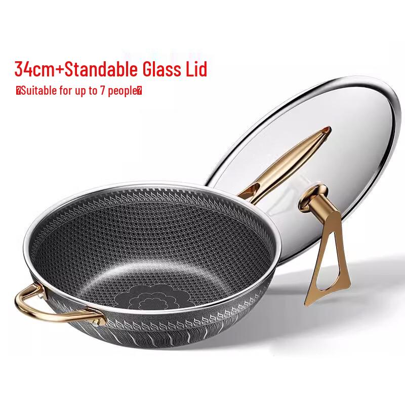 ZISIZ 34cm Universal Non-stick Pot with Glass Lid