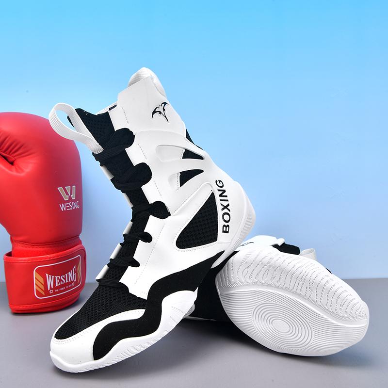 2026 Nya Höga Brottarskor för Män Andningsbara Boxningssneakers Slitstarka Kampsportssneakers Manliga Boxningsträningskängor
