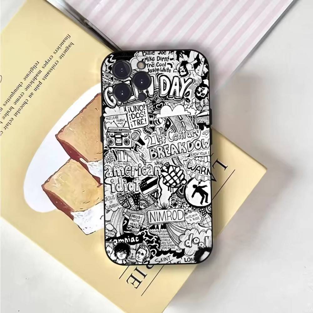 G-Green Day Phone Case For iPhone 6,17,16,15,14,13,12,11 Plus,Pro Max,XS,X,XR,SE,Mini,8,7,Soft Silicone Black Cover