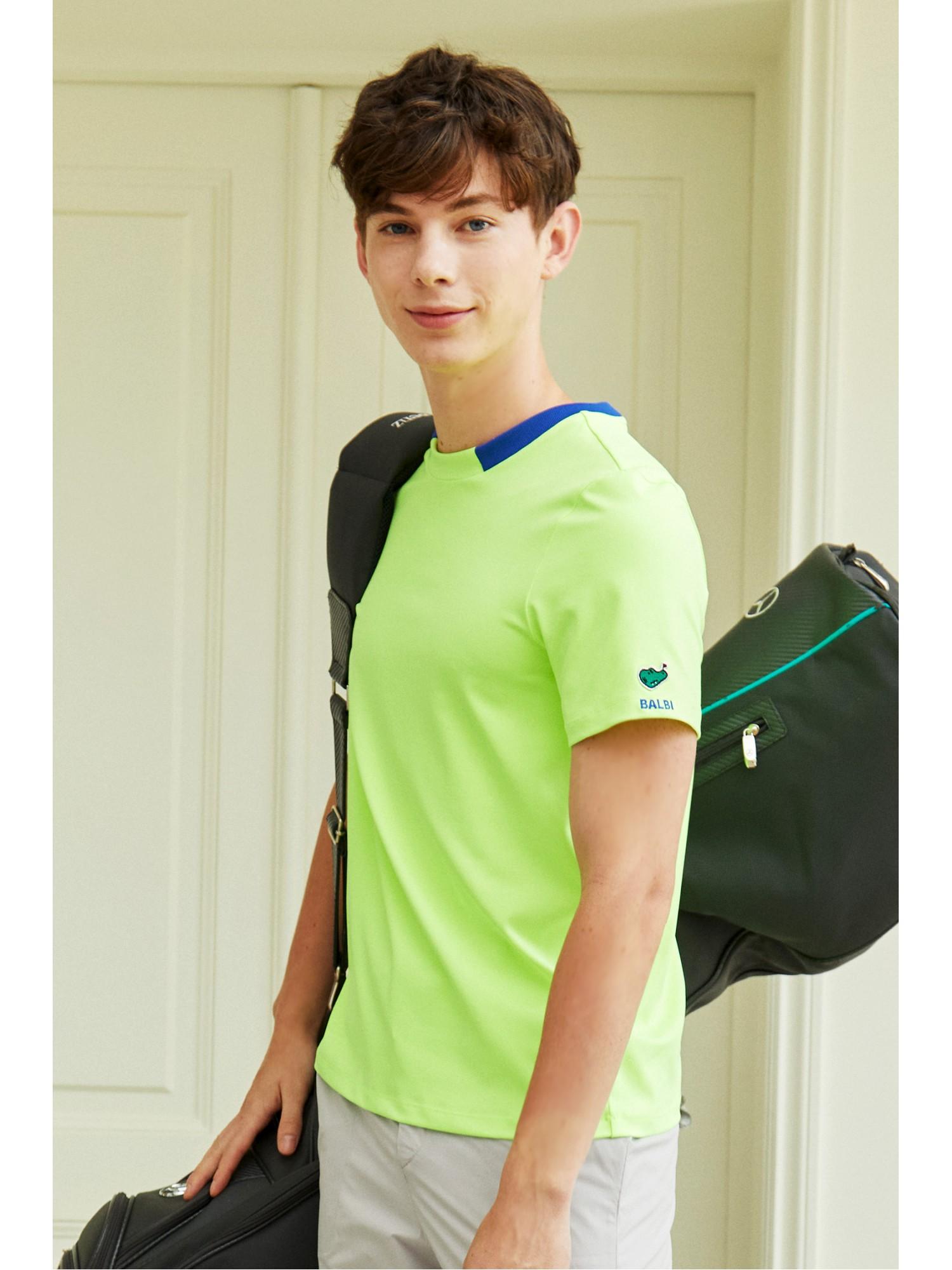 Balbi Neon Color Block Round Men S Short Sleeve T-Shirt Pink/Xl
