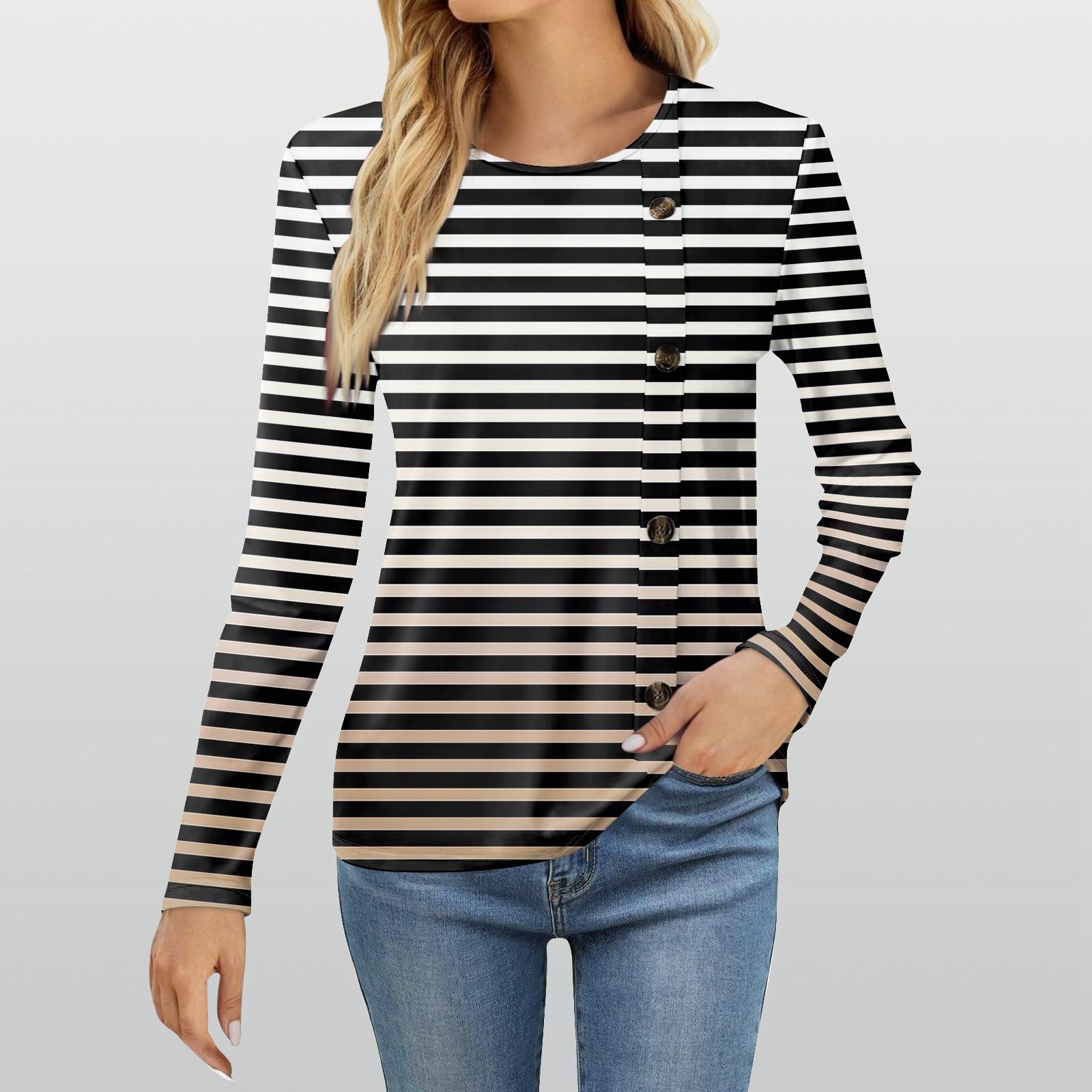 

Женская модная повседневная футболка с круглым вырезом и длинным рукавом с принтом, женская футболка S