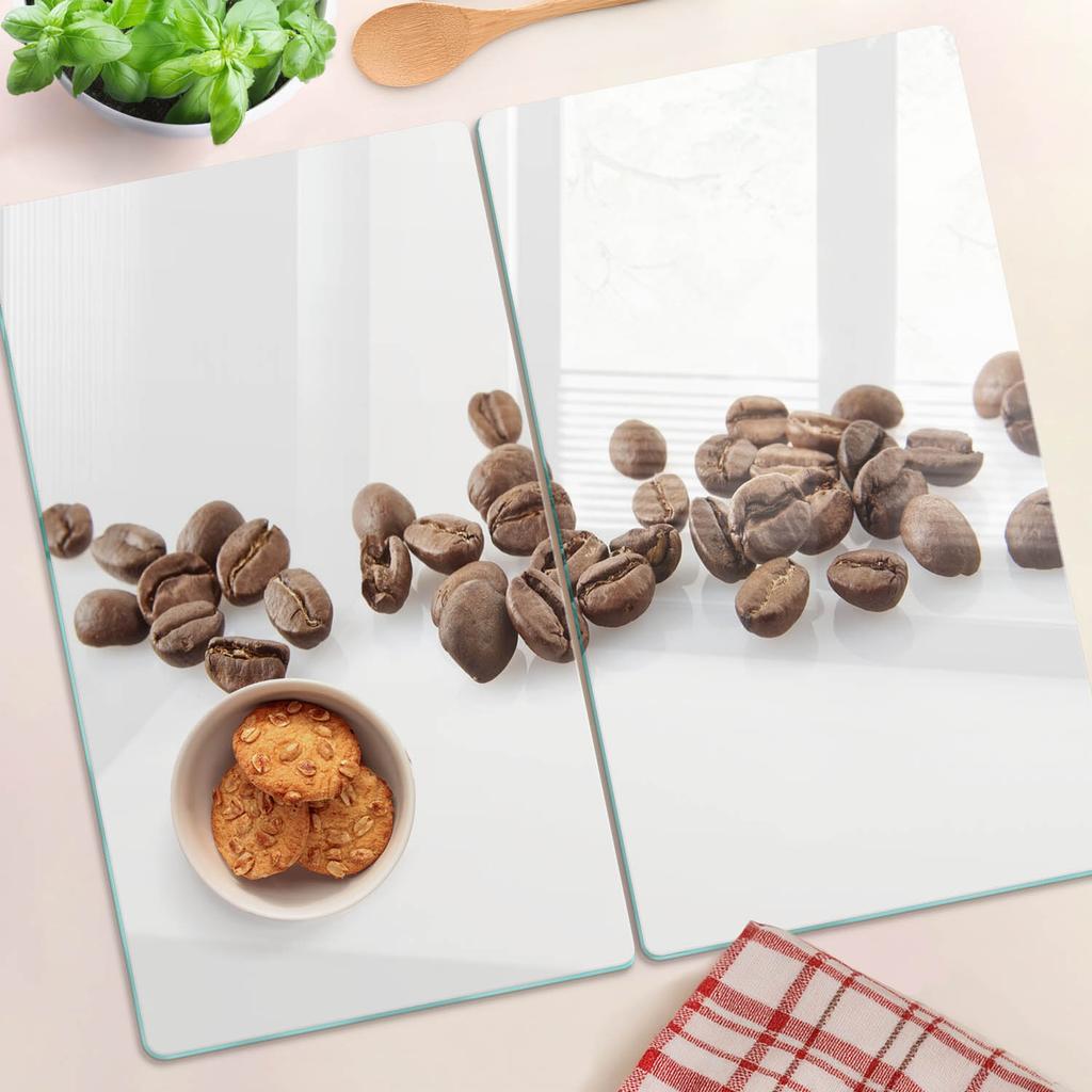 Set of Two Decorative Glass Cutting Boards Coffee Beans 2X30X52 Cm