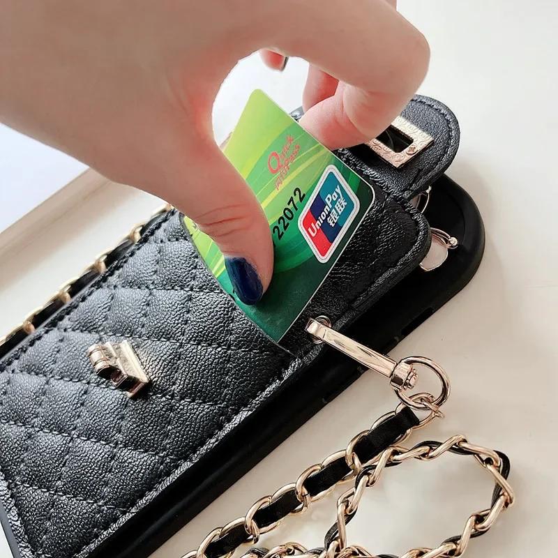 Luxury Cute Crossbody Leather Phone Case for IPhone 16 15 14 Plus 13 12 11 Pro Max XS XR X 7 8 Lanyard Card Holder Wallet Cover