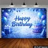 2D Happy Birthday Light Blue Glitter Backdrop Banner Party Photo Background