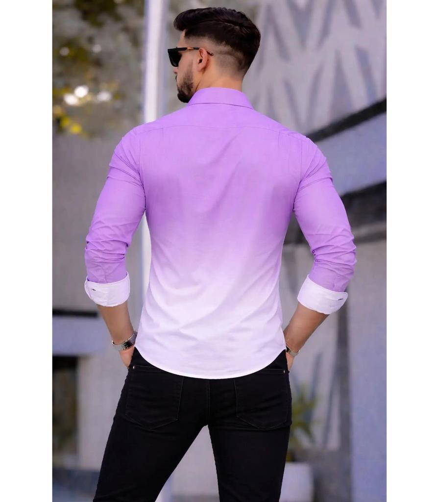 Men's Slim Fit Color Block Spread Collar Casual Shirt