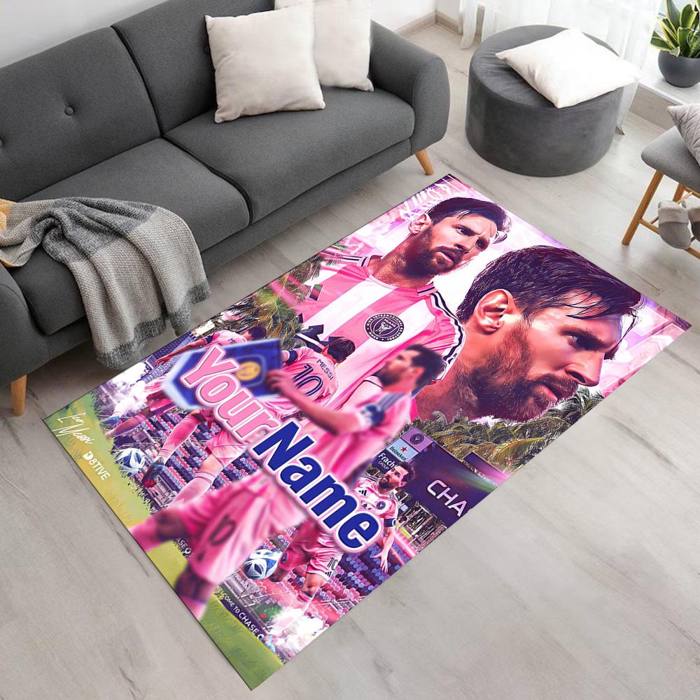 Messi Customize Your Name Carpet Design for Living Rooms Foyer Outdoor Game Room Antislip Carpet Decorate Offices Perfect Gift for Women/Men