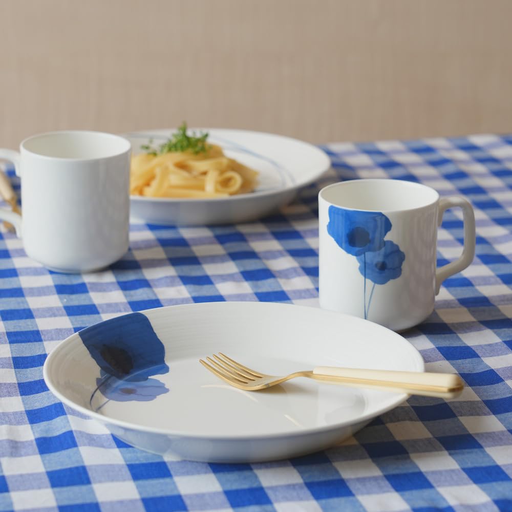 NARUMI Spring Field Mug, 330cc, Blue Anemone Design, Microwave and Dishwasher Safe, Made In Japan, Gift Box Included, 52188-2956
