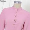 VONDA Elegant Women Batwing Sleeve Belt Waist Casual Loose Maxi Dress