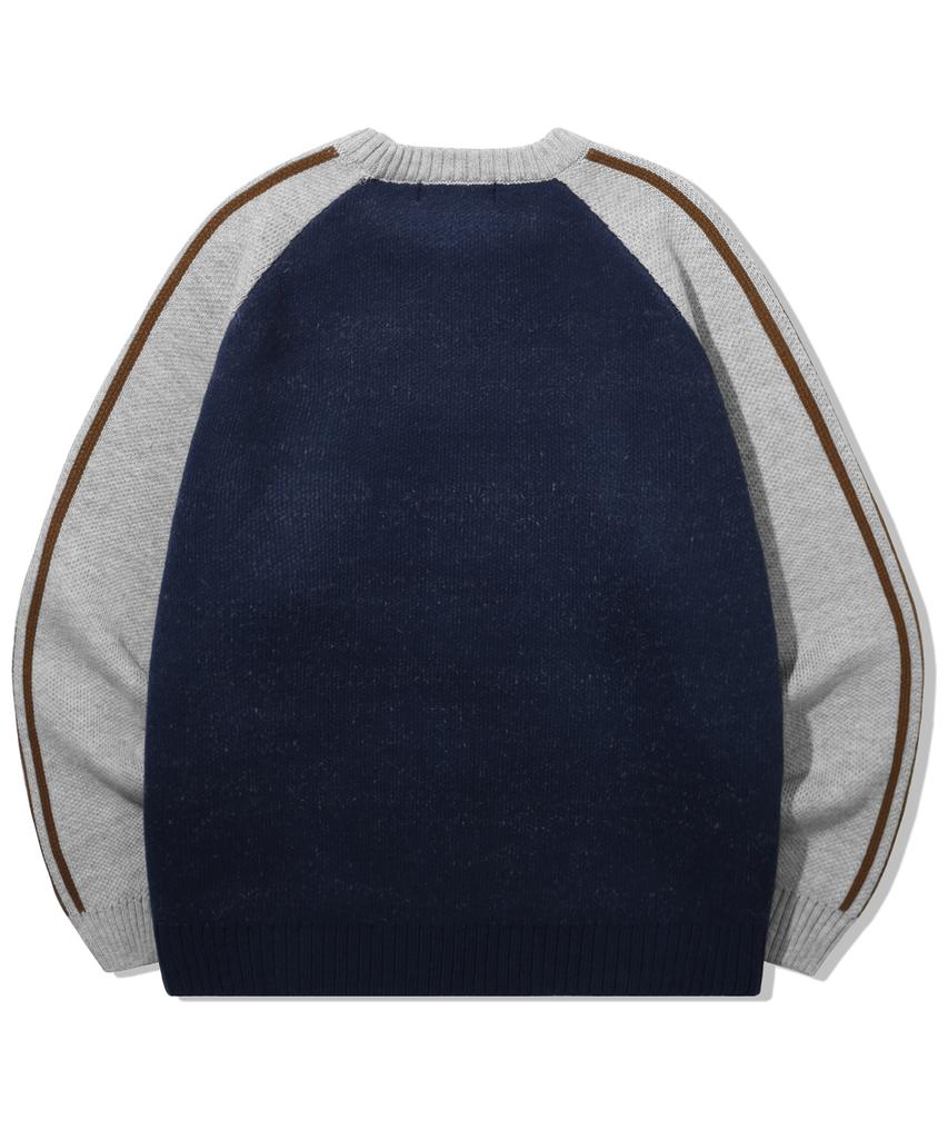 TRILLION Washable Raglan Hairy Graphic Track Knit_Navy