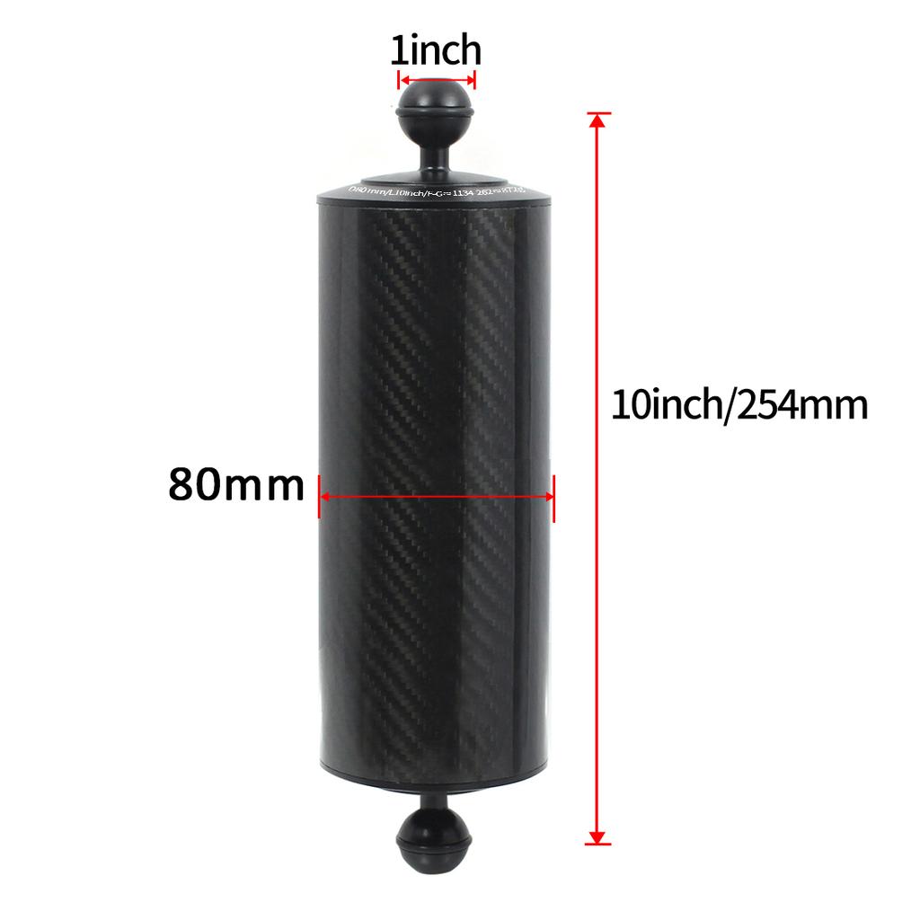 Upgrade Carbon Fiber Float Buoyancy Aquatic Arm 1" Dual Ball Floating Dia 80mm Diving Camera Underwater Tray for Gopro Phone SLR