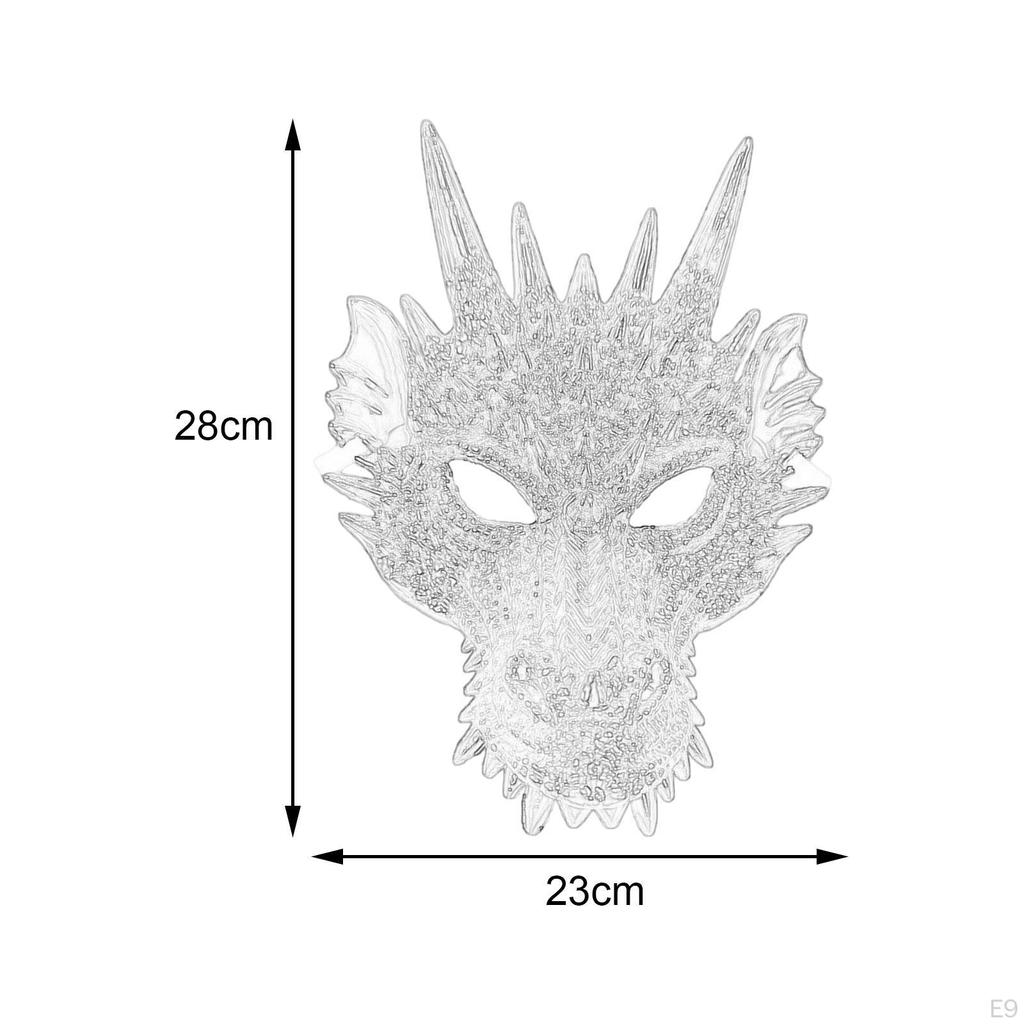 3D Dragon Mask Half Face Scary Animal Head for Shows