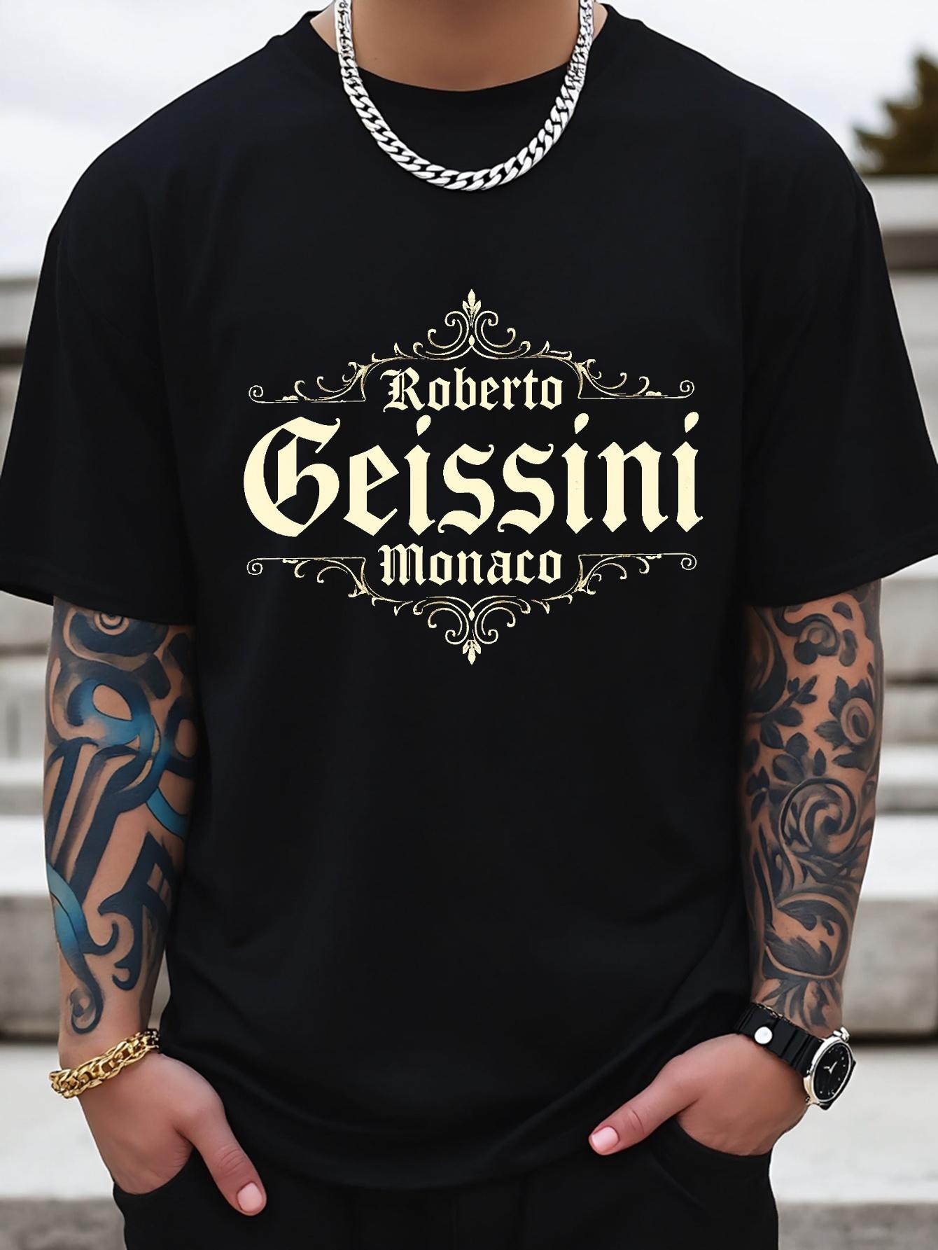 Roberto Geissini Monaco Graphic T-shirt - White Cotton Blend M