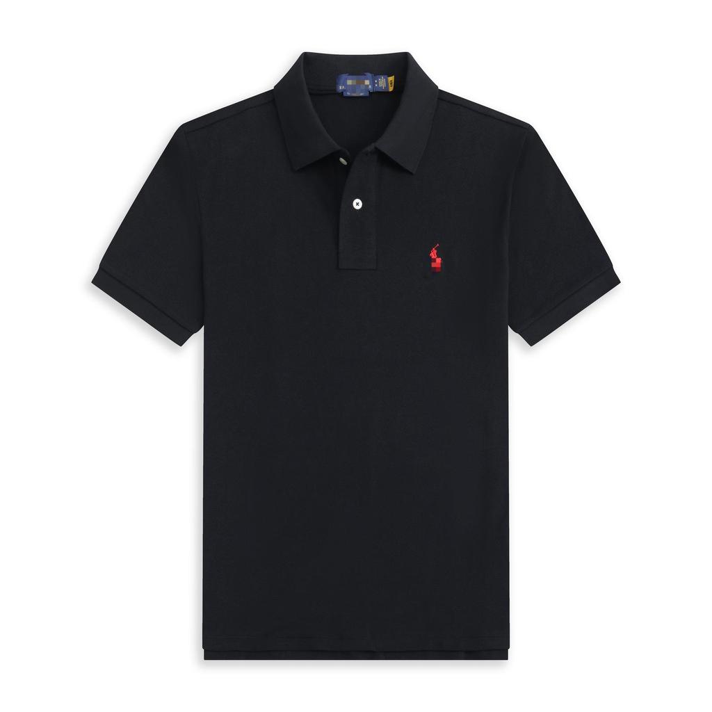 Polo a maniche corte da uomo con logo cavallo ricamato T-shirt casual