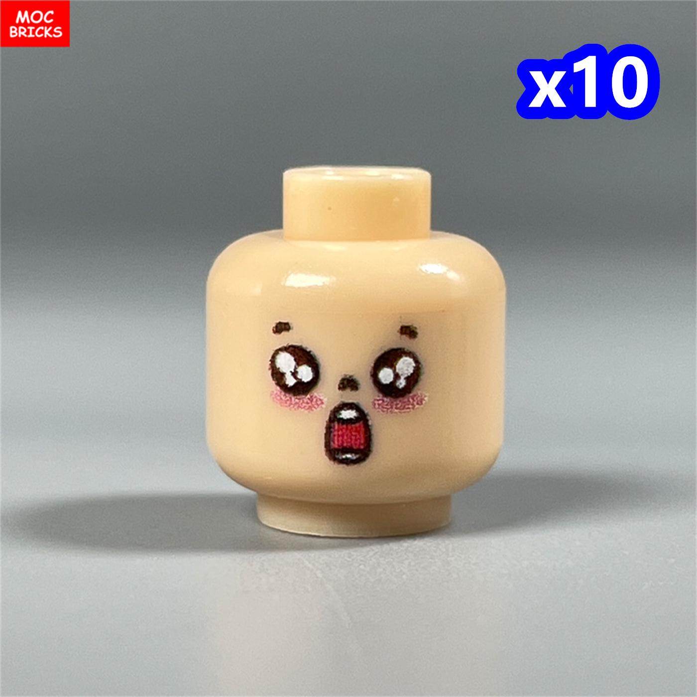 

10 шт. Детали MOC 4 см Лицо Фигурки Волосы Аниме Выражение Голова Сделай сам Обучающие Строительные Блоки Игрушки Для Детей Подарки