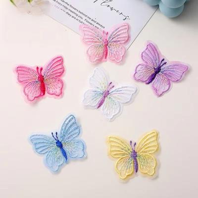 100PCS Colorful Lace Butterfly Patch 3D Butterfly Single-layer Embroidered Fabric Appliques DIY Accessories Exquisite