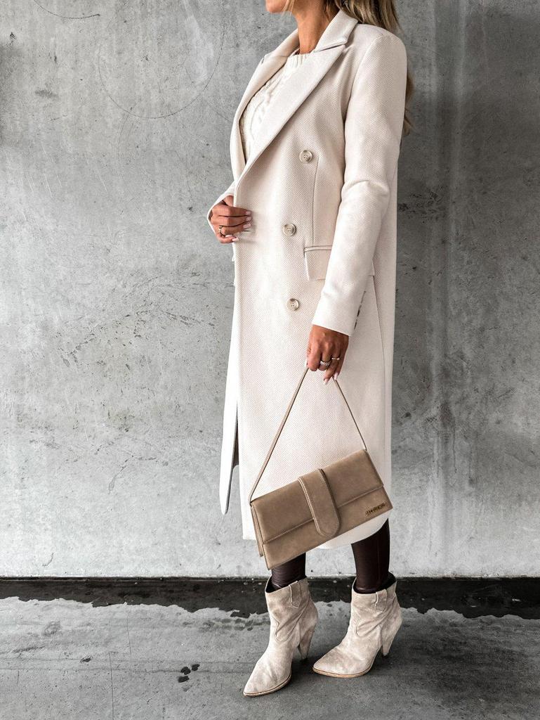 Manteau en laine double boutonnage à manches longues Bestseller Femme Automne/Hiver 2025