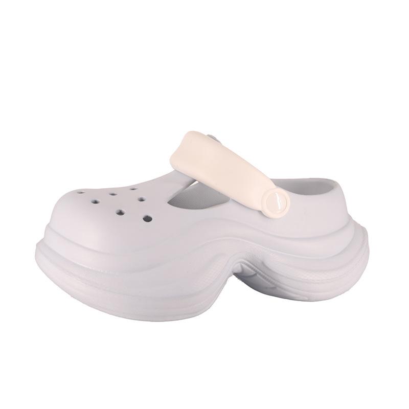 

Туфли Gu Yunshu с дырочками на толстой подошве для женской верхней одежды, новинка 2025 года, пляжная обувь со стразами и жемчугом, классные тапочки для лета у женщин 34