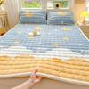 Milk Velvet Mattress Topper Warm Quilted Bed Sheet for Winter Warm Thin Tatami Mat Pad Mattress Protector Cover for Double Beds